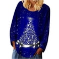 thumbnail image 1 of Camisas casuales de manga larga para mujer, suéter, túnica suelta, blusa con cuello redondo y estampado de árbol de Navidad Fridja fhghd1795, 1 of 4