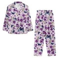 thumbnail image 4 of SCRAWLGOD Butterfly Flower Pajamas for Women Long Sleeve Tops and Pants Set of 2 Size L V Neck Womens Pajama Long Sleeve Comfy Front Open Pjs for Women, 4 of 7