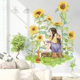thumbnail image 3 of Calcomanía de pared removible para dormitorio, pared, sala de estar, jardín de infantes, guardería, nuevo hogar, 73,7 x 83,8 cm (girasol y niña), 3 of 5