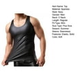 thumbnail image 7 of Pink Season Men Club Vest Solid Color Smooth Surface Slim Fit Sleeveless Round Neck Cooling Breathable Faux Leather Plus Size Club Tank Top Men Clothes, 7 of 7