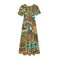 thumbnail image 3 of Fankiway Jupe Mi-Longue à Manches Courtes et Col Rond pour Femmes avec Imprimé, Robe à Double Poche, Robes d'Été pour Femmes, Robes pour Femmes Grande Taille en Liquidation, 3 of 4