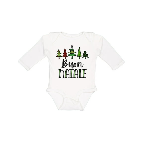 Inktastic Buon Natale Festive Christmas Trees Boys or Girls Long Sleeve Baby Bodysuit