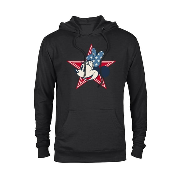 Disney Minnie Mouse Red White and Blue Retro Americana - Pullover Hoodie for Adults - Customized-Black