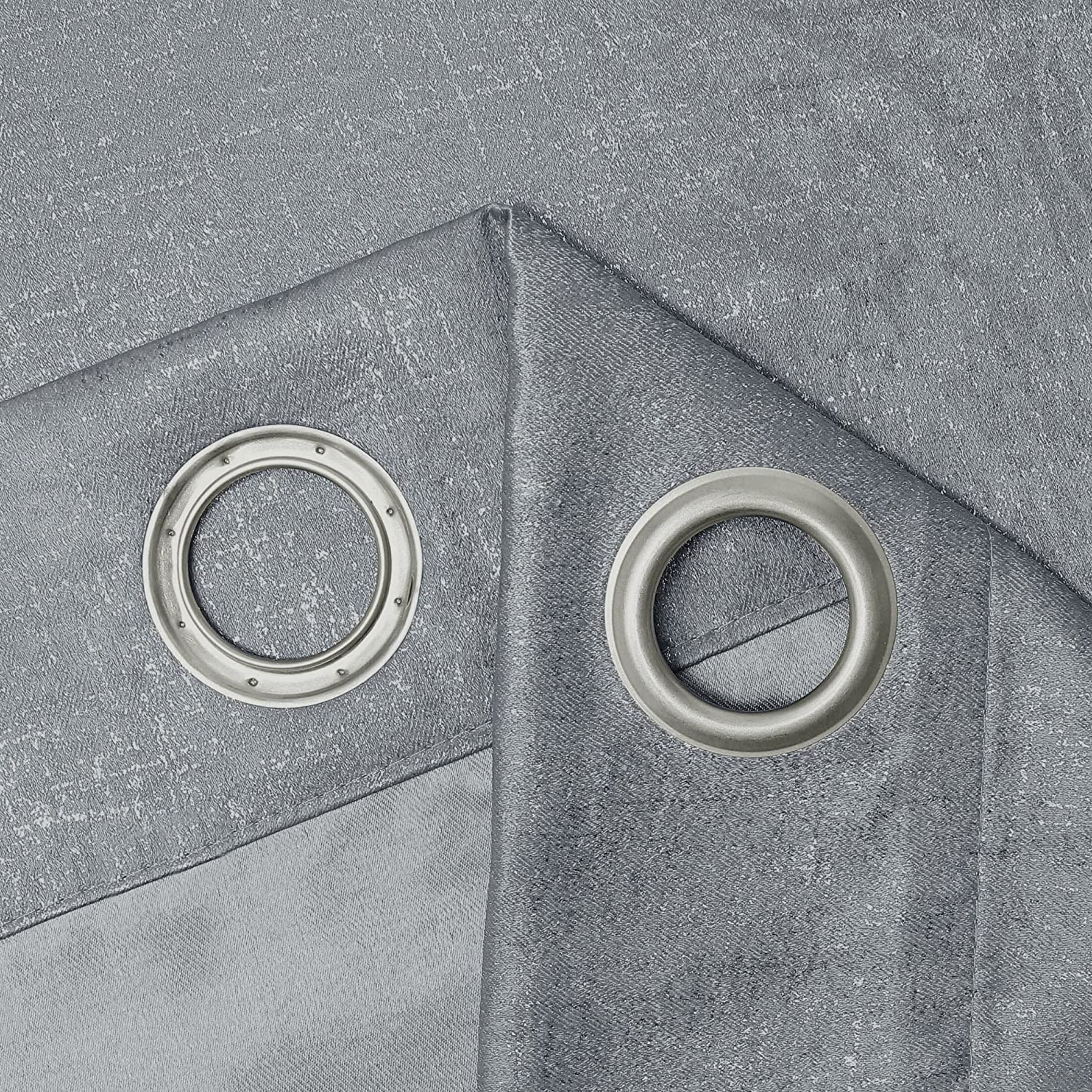 Pinewave Gray Sparkle Blackout Curtains Luxury Silver Metallic Chic Glitter Drapes for Bedroom,Grommet Top,52"Wx63"L,2 Pcs