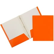 JAM Glossy Two Pocket Clip Folders, Orange, 6/Pack
