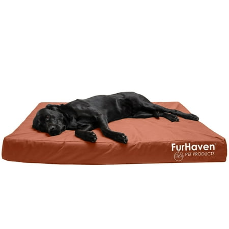 UPC: 0842229120233 | FurHaven Pet Products Furhaven Logo Indoor/Outdoor Deluxe Orthopedic Pet Bed for Dogs & Cats – Chestnut Jumbo Plus