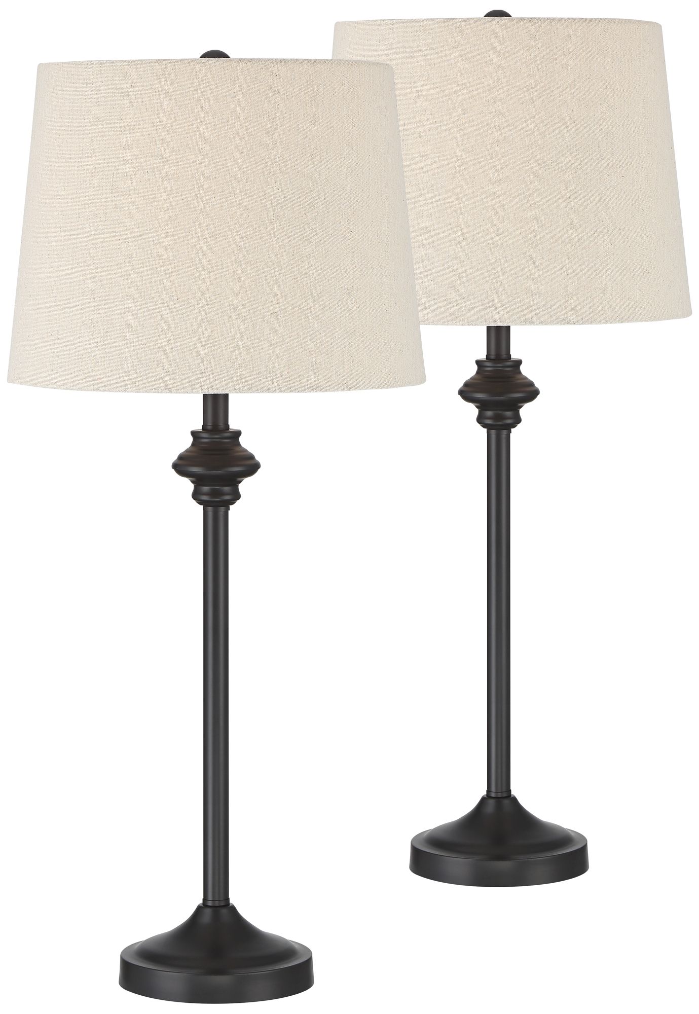 360 Lighting Modern Buffet Table Lamps Set of 2 Bronze Metal Oatmeal