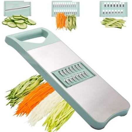3-Blade Mandoline Slicer for Kitchen,Stainless Steel Slicer Vegetable Cutter, Carrot Shredder, Kitchen Grater(Seafoam green, 3-in-1)