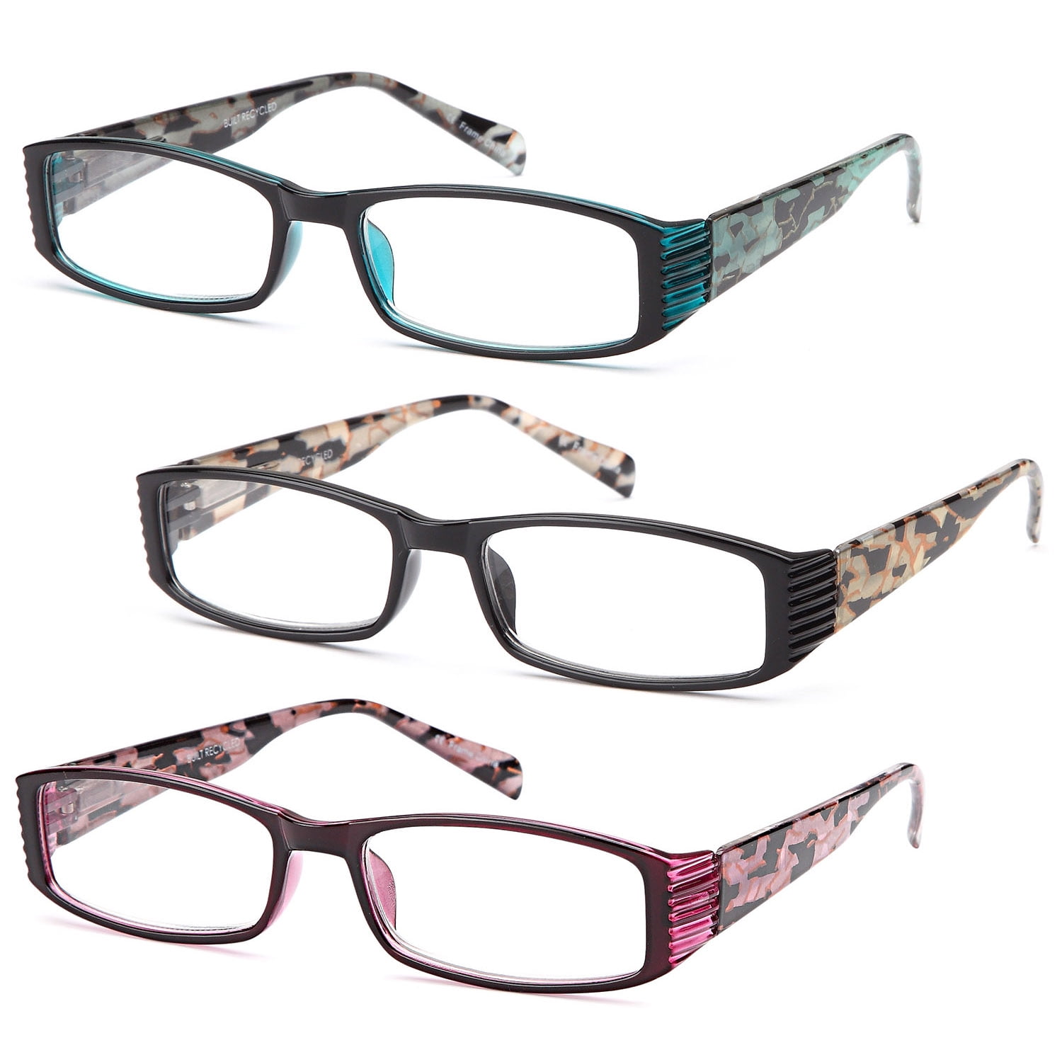 Gamma Ray Readers 3 Pairs Ladies Marble Color Readers Quality Spring Hinge Reading Glasses For 1815