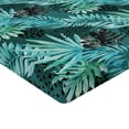thumbnail image 4 of Ambesonne Tropical Fitted Sheet, Exotic Leaves Hand-Drawn, Full Size, Seafoam and Pale Blue, 4 of 5