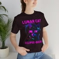 thumbnail image 2 of Lunar Eclipse tshirt, Neon Cyber Punk Cat tshirt, Cat lover Gift, 2 of 2