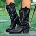thumbnail image 3 of SACFOF Cowboy Boots For Women - Western Mid-Calf Cowgirl Boots - Wide Calf Pointed Toe Embroidered Fashion Western Chunky Pull On, 3 of 7