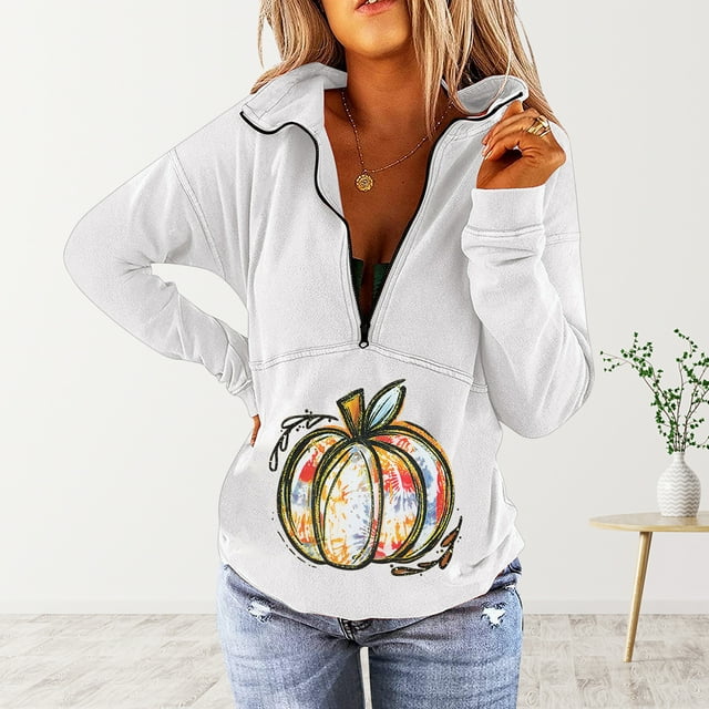 Mode Hoodies pour Femmes 2023 Mode et Confortable Décontracté Imprimé Manches Longues Patchwork Pull à Fermeture Éclair 50 % de Réduction Liquidation Costumes Halloween/noël