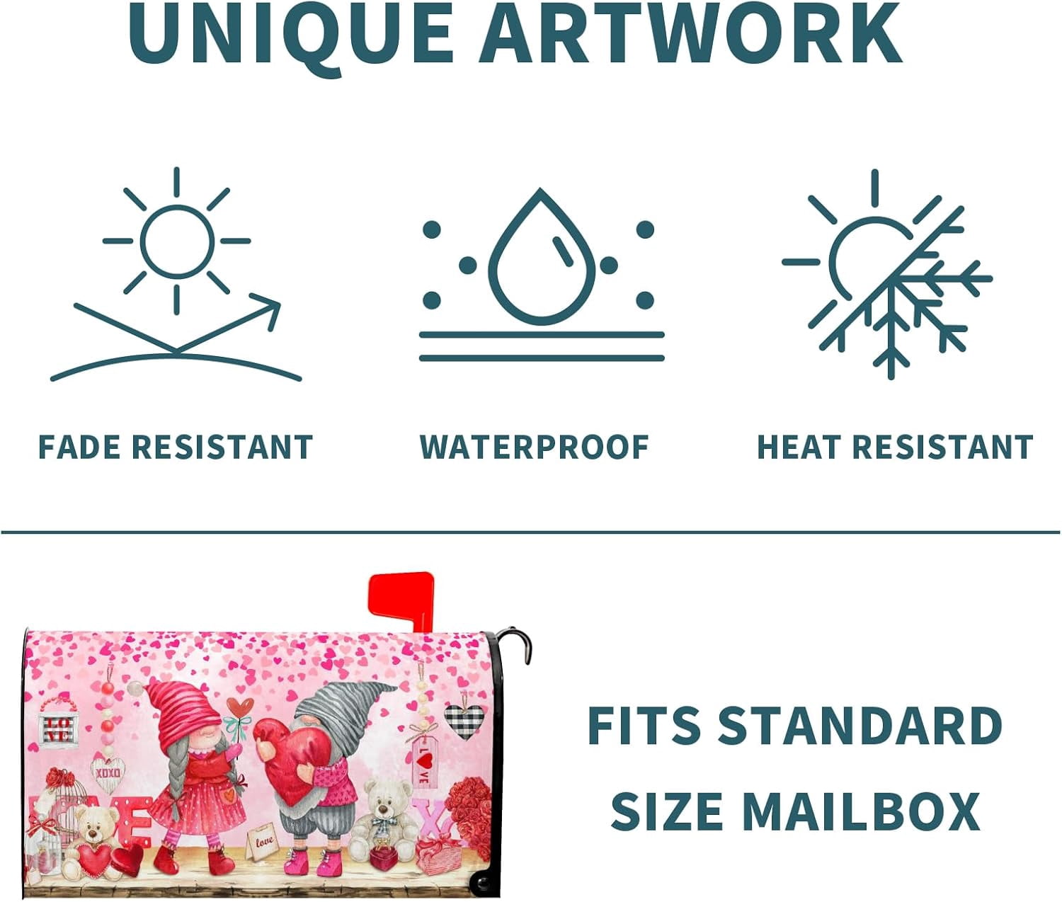 Valentines Day Mailbox Cover Magnetic Standard Size 21x18 Inch Red Pink Love Hearts Holiday Decorative Mail Box Post Covers Sweet Anniversary Letter Box Wraps for Home Outdoor Garden Yard Decor