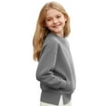 thumbnail image 5 of Girls Fleece Sweatshirt Kids Soft Crewneck Pullover Sweatshirts Long Sleeve Cute Relaxed Fit Shirts with Pocket, 5 of 6