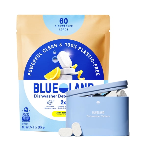 Tabletas para lavavajillas BLUELAND de 60 unidades, aroma a limón, ecológicas