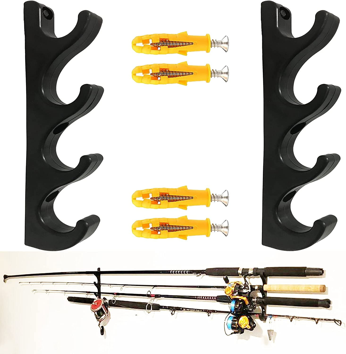 Horizontal Rod Rack for Fishing Rod Wall Rack Storage Fishing Rod Holder Hold 4 Fishing Rods