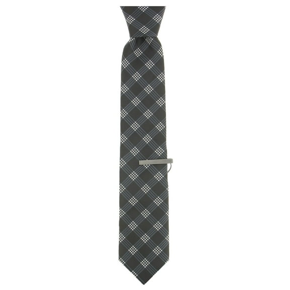 Alfani Men's Black & White Plaid Tie