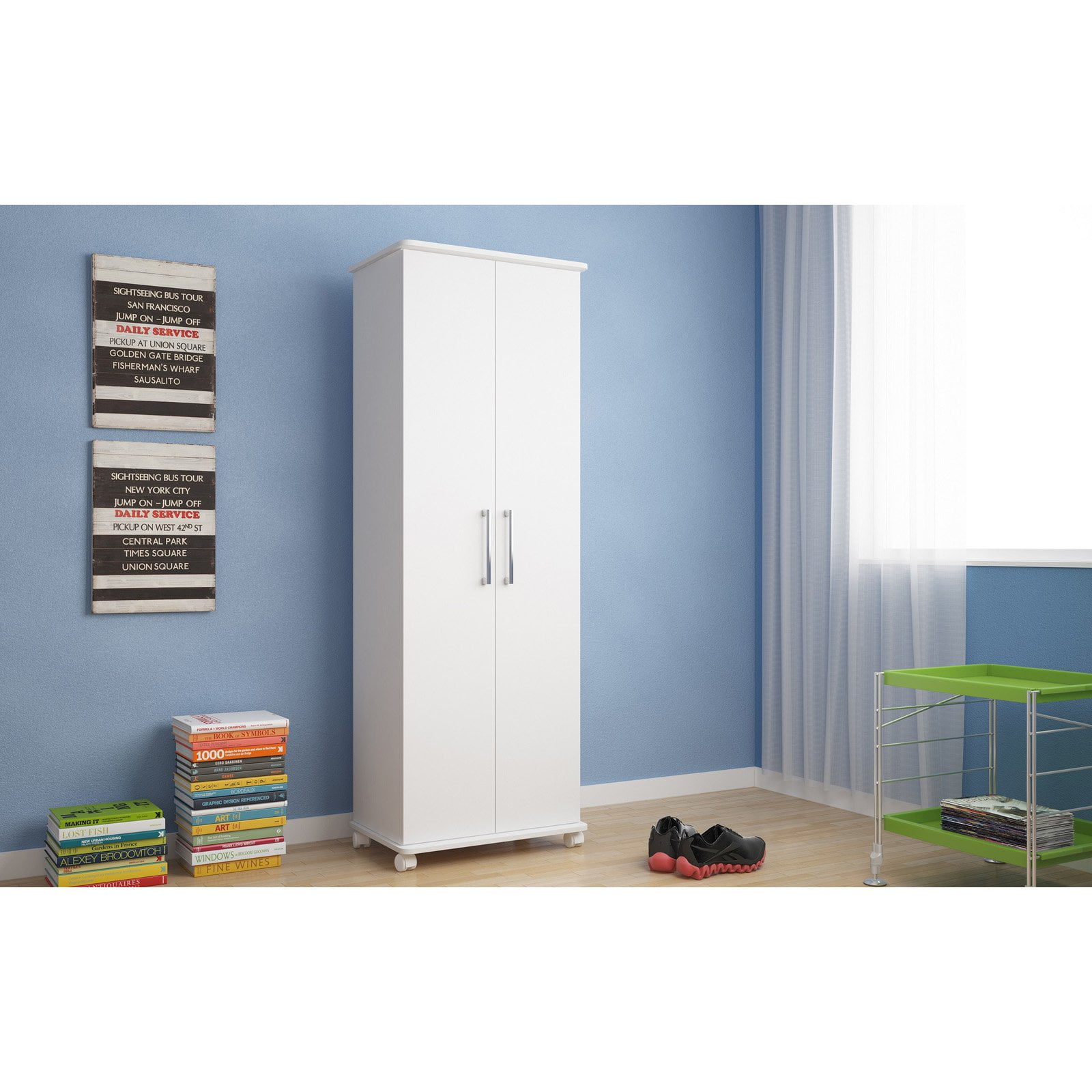 Catalonia Mobile Shoe Closet 1 0 With 10 Shelves In White