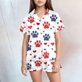 thumbnail image 2 of JUMEYU Silk Pajamas for Girls Pajamas for Girls Snug-Fit Girls PJ Set Short Sleeve Tee & Shorts Size 8-9 (White,8-9 Years), 2 of 5