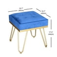 thumbnail image 2 of Jessar - Velvet Ottoman/Footstool with Metal Base, 15.7" x 15.7" x 17.3", Blue, 2 of 4