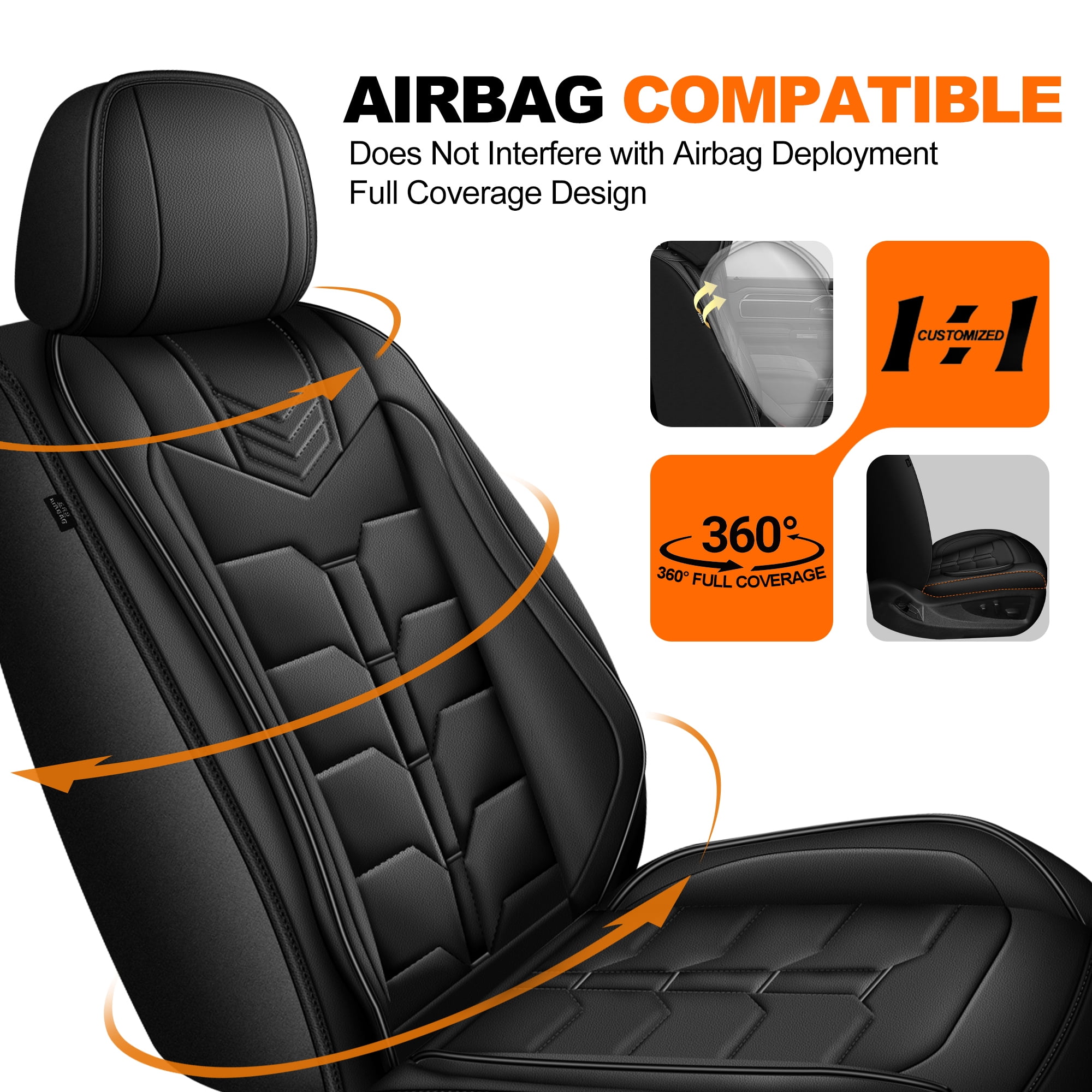 Car Seat Cover for Infiniti Q70 2014-2019 Premium Leather Seat Covers with Lumbar Support,Waterproof Auto Protectors Cushions Black,Full Set(2 Row 5 Seats)