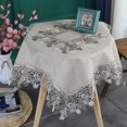 thumbnail image 1 of HSHDLDF Cotton Linen Round Tablecloth 47 Inches Lace Flower Embroidery Grey Table Cover for Dining Table Home Restaurant Wedding Decoration, 1 of 6