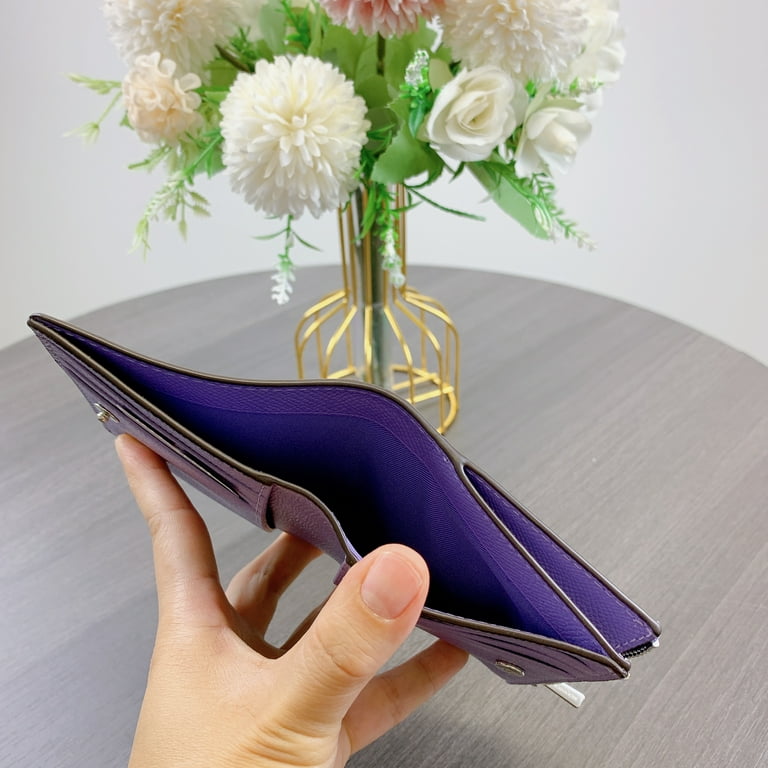 Coach Women s Small Snap Bifold Wallet in Crossgrain Leather Light Violet Walmart