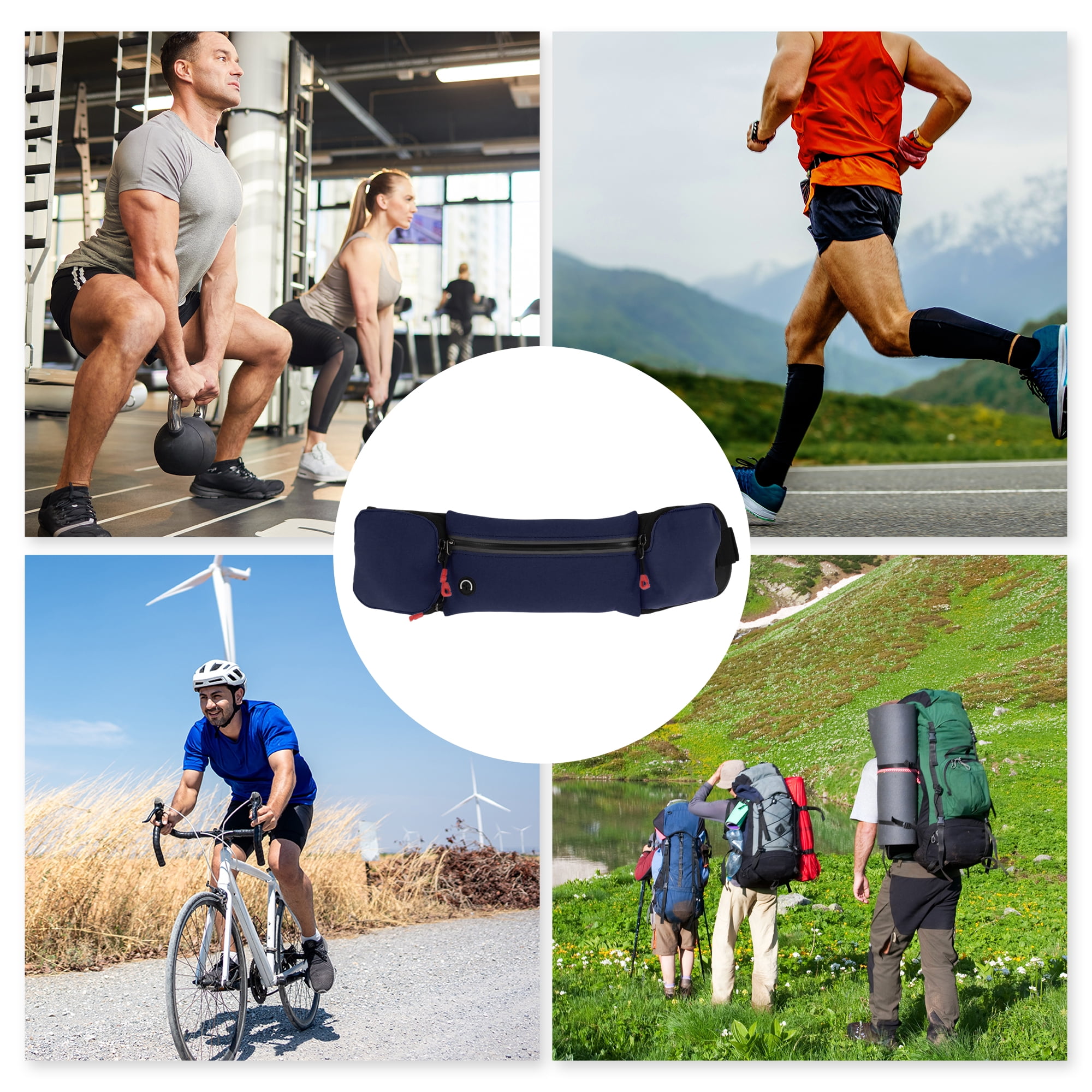 Unique Bargains Lightweight Zipper Running Belt 1 Pc Dark Blue