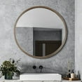 thumbnail image 3 of 19.68 Inch Round Bathroom Mirror Cabinet, Natural Wood Mirror Dressing Cabinet, Round Mirrors for Wall Decor, Walnut Color, 3 of 7