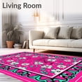 thumbnail image 2 of ODIKA 4'x6' Machine Washable Non-Slip Area Rug, Tropical Flamingo Muse with Floral Mosaic and Holiday Charm High Traffic Rug, Pink, 640029, 2 of 7
