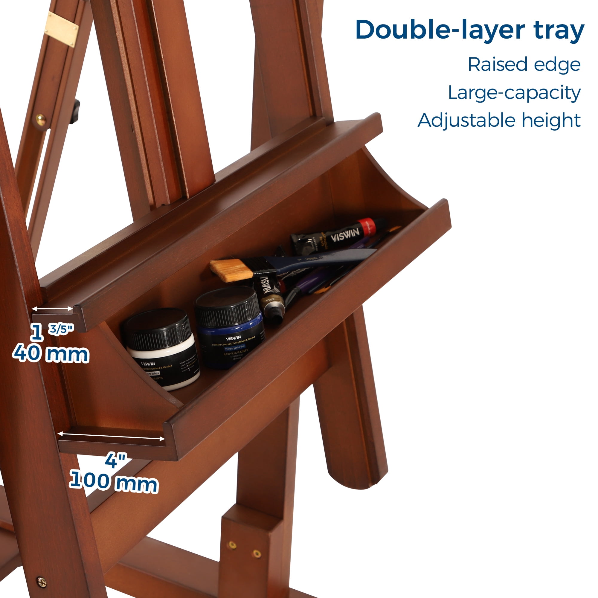 VISWIN Heavy-Duty Extra Large Wood H Frame Easel, Hold Canvas to 82"-Walnut