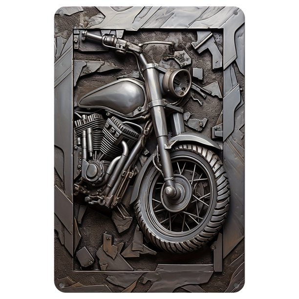 Letrero Hojalata Metal Vintage para Moto Pintura Hierro Rectangular Pared Y Bar 30x40cm