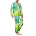 thumbnail image 2 of Salouo green grass and butterfly Print Button-Front Long Sleeve Pajama Set for Men, Soft 2Pjs Men's Long Sleeve Sleepwear-Large, 2 of 7
