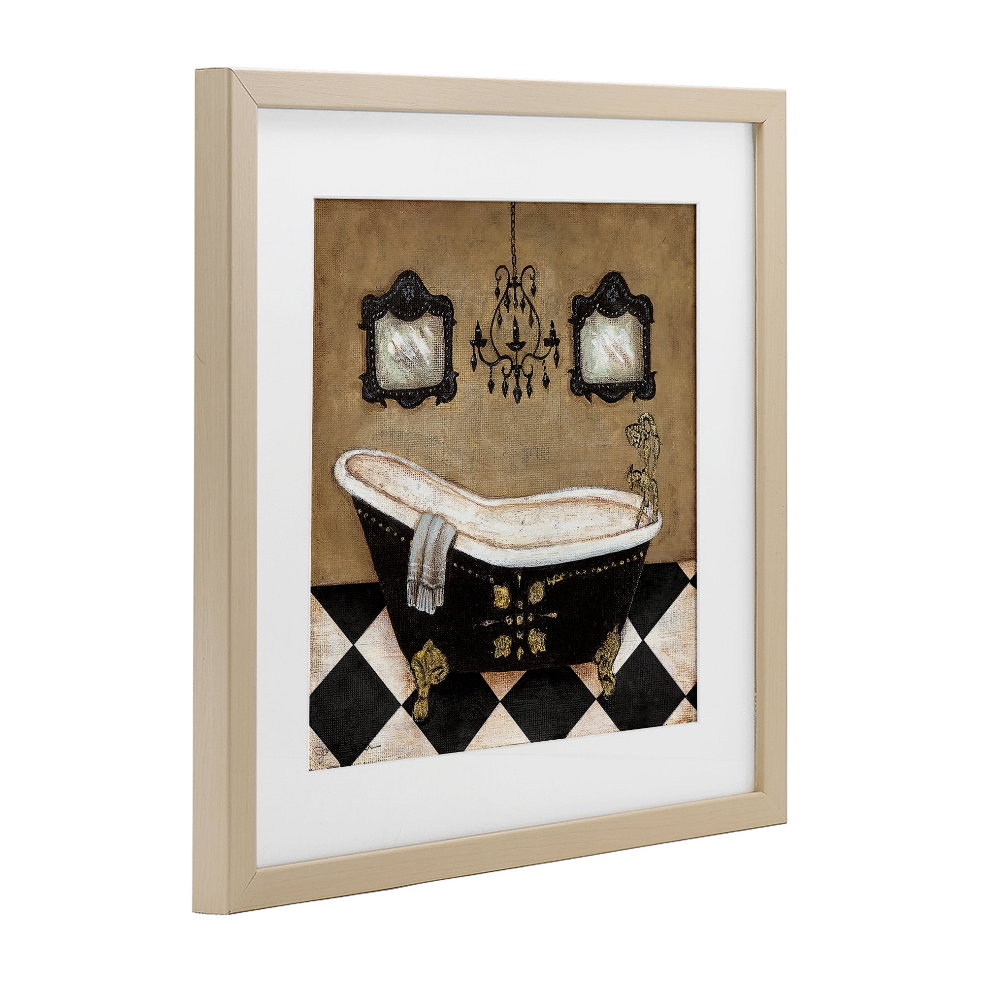Stupell Industries Elegant Vintage Bathtub Birch Framed Print Under Glass, design by Janet Tava