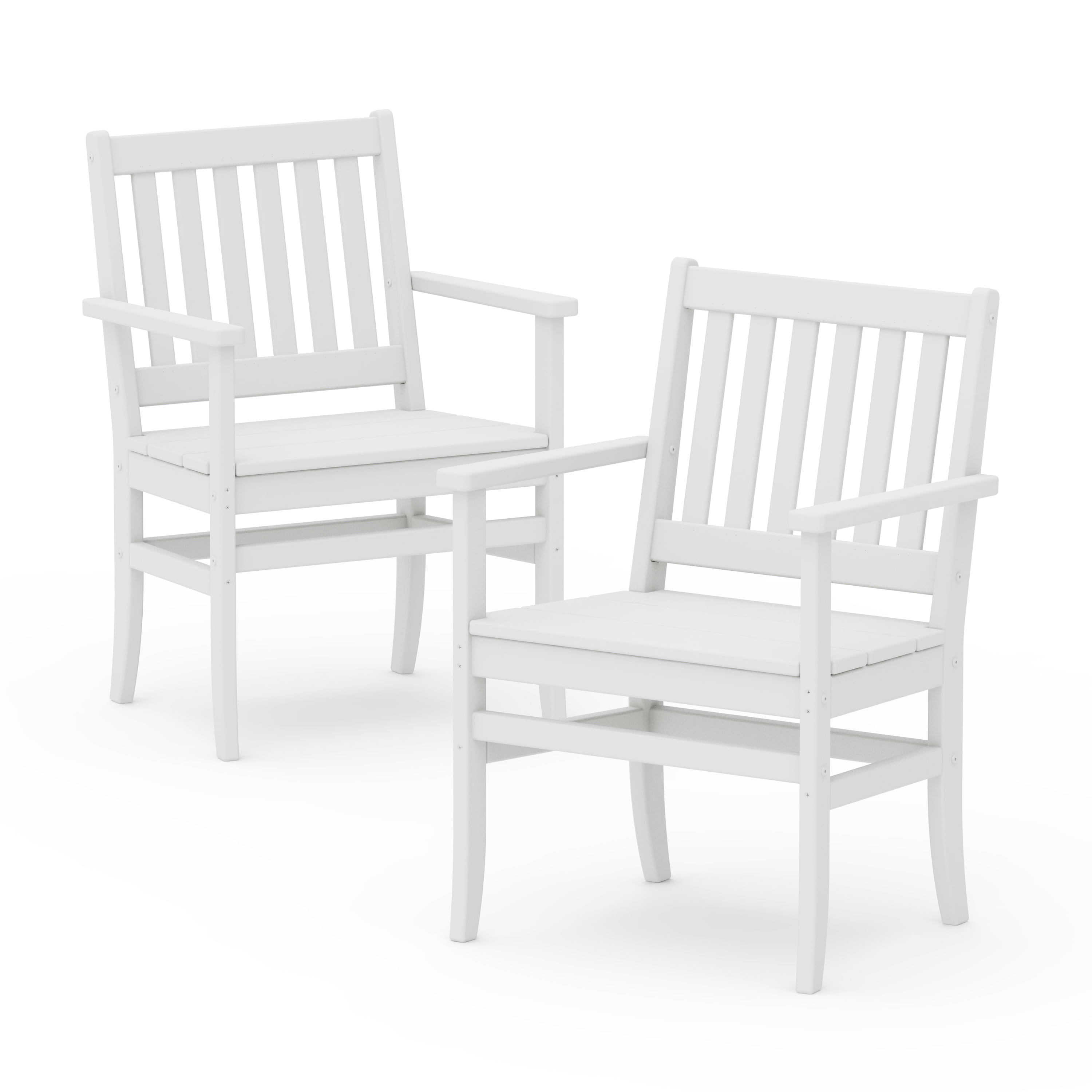 Better Homes & Gardens by POLYWOOD Southlake Outdoor Dining Arm Chair (2 Chairs), All-Weather HDPE, Patio Seat, White