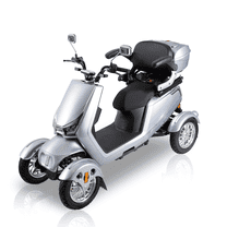Mobility Scooters Secure 4-Wheel Mobility Scooter with Charger & Basket, Silver, 350 lb Limit