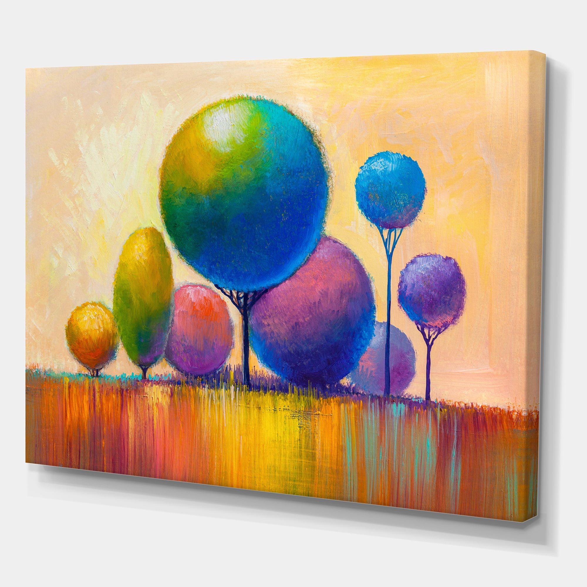 Designart ' Ornamental Colourful Trees VIII ' Modern Canvas Wall Art Print