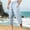 Sky Blue, variant on WWV Capri Pants for Men Cropped Pants Men Pocket Drawstring Elastic Waist Trousers Solid Color Trendy Relaxed Fit Holiday Party Cotton Linen Pants Black L