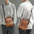 thumbnail image 3 of Fmxomd Messenger Bag for Men Crossbody Shoulder Purse Small Vintage PU Leather Satchel Pouch Side Crossover Handbag Office Business for Men, Brown, 3 of 9