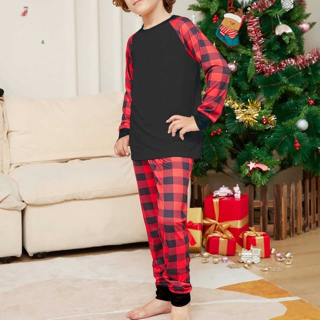 Ensembles de Pyjamas Assortis pour la Famille à la Mode Automne et Hiver Manches Longues Haut Imprimé+pantalon Décontracté Ample Ensemble de Pyjamas Assortis pour la Famille