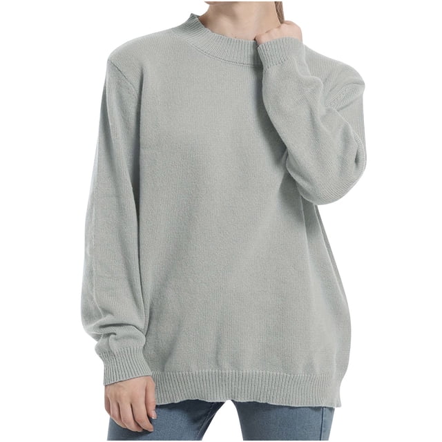 Timegard Womens Sweaters Long Sleeve Comfy Pullover Fall Winter Casual Bottom Knit Tops Solid Color