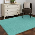thumbnail image 3 of Teal 2.7x5 Area Rugs, Farmhouse Burlap Solid Green Color Modern Linen Texture Non-Skid Rubber Backing Large Rectangle Rugs - Living Room Bedroom Home Office, Indoor Floor Mat Carpets Washable Rug, 3 of 9