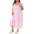 thumbnail image 2 of DARING DIVA Women's Plus Soft Crew Neck Cute Cherry Ruffle Nightgown 3X Pink, 2 of 6