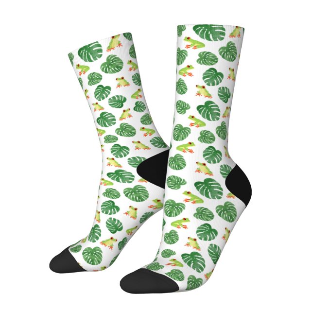 Balery Frogs And Tropical Leaves Calcetas Largas con Estampado para Hombre y Mujer – Suaves y Transpirables, Talla Única (US 5-11)