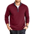 thumbnail image 2 of Yaoyar Men's Jacquard Sweatshirt Fabric Stand Collar Long Sleeve Quarter Zip Pullover Soft Warm Casual Hoodie, 2 of 8