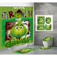 thumbnail image 2 of Cortina de ducha de poliéster impermeable con estampado digital de Grinch navideño, cortinas de ducha para baño, 2 of 6