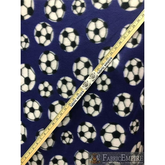 Fleece Fabric Printed *SOCCER BALL VIOLET* By the Yard N-311