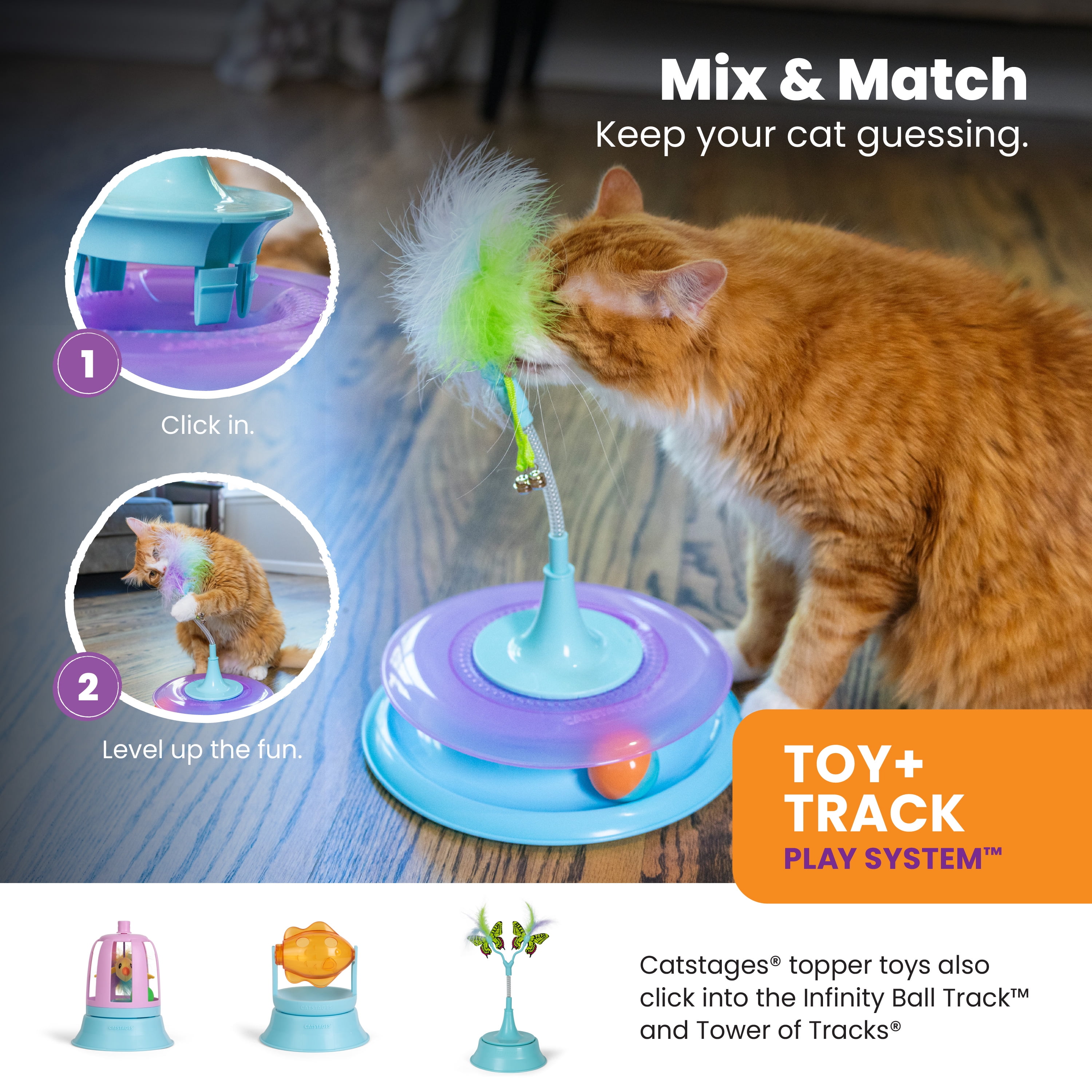 Catstages Race N' Chase Track Interactive Cat Ball Track Toy with Catnip Diffuser, Purple
