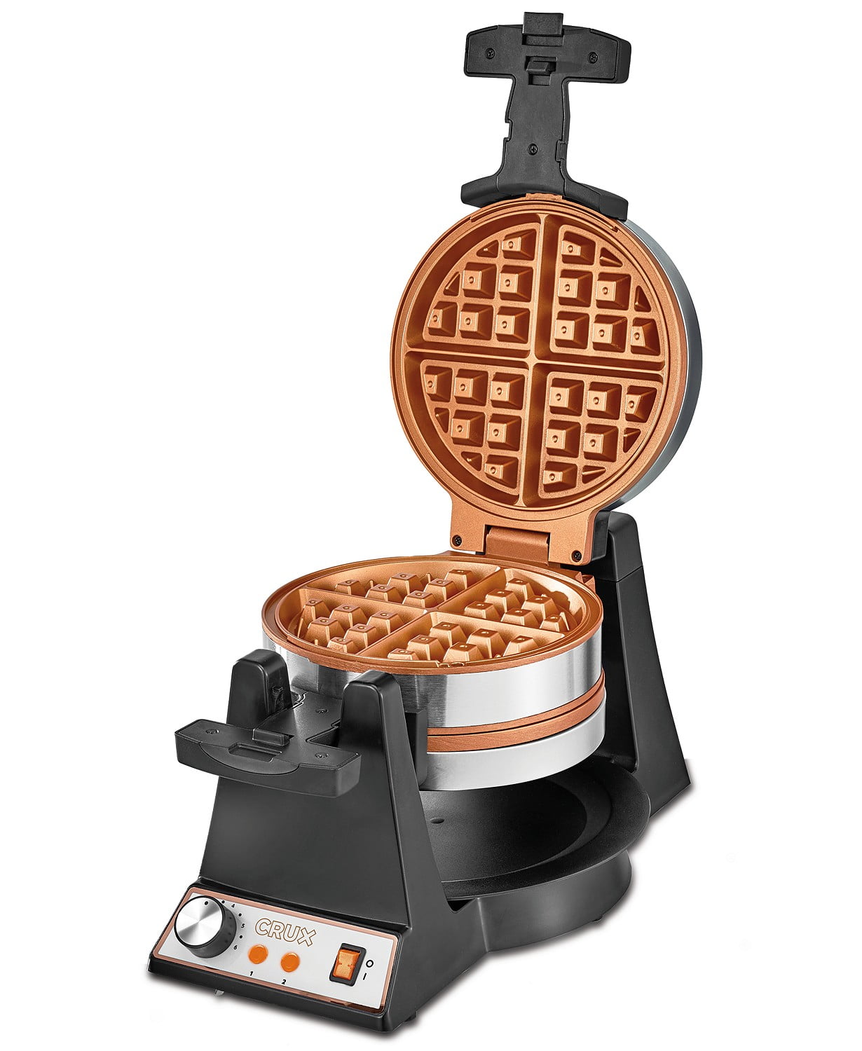 Crux Double Rotating Belgian Waffle Maker with Nonstick Plates
